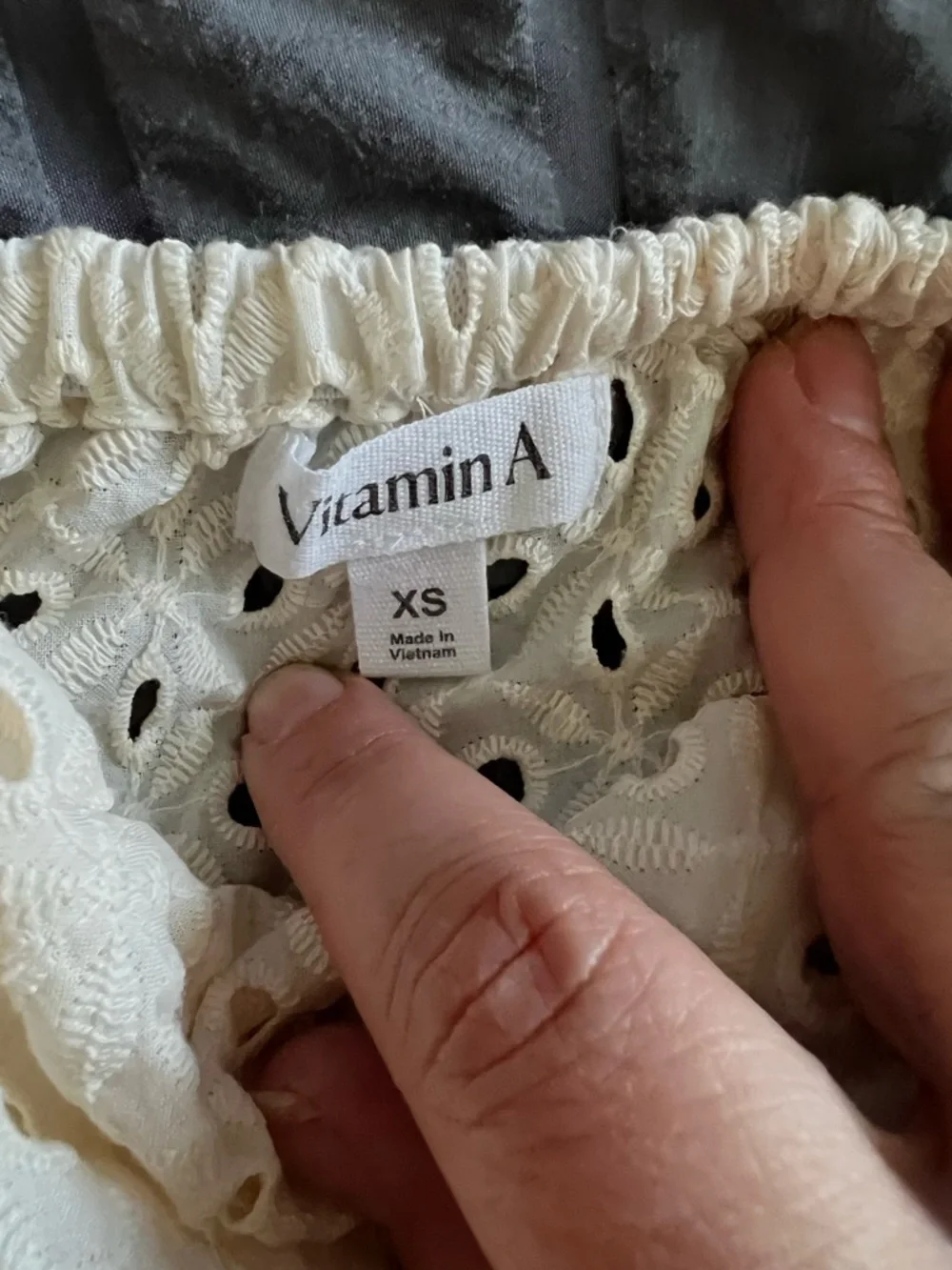 Vitamin A Cream Eyelet Spaghetti‎ Strap Mini Coverup Dress